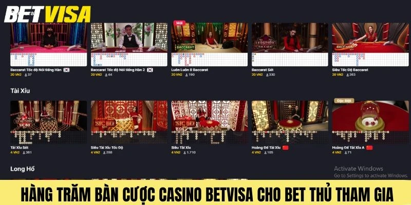 Thoả sức giải trí với hàng trăm bàn cược hấp dẫn tại Betvisa